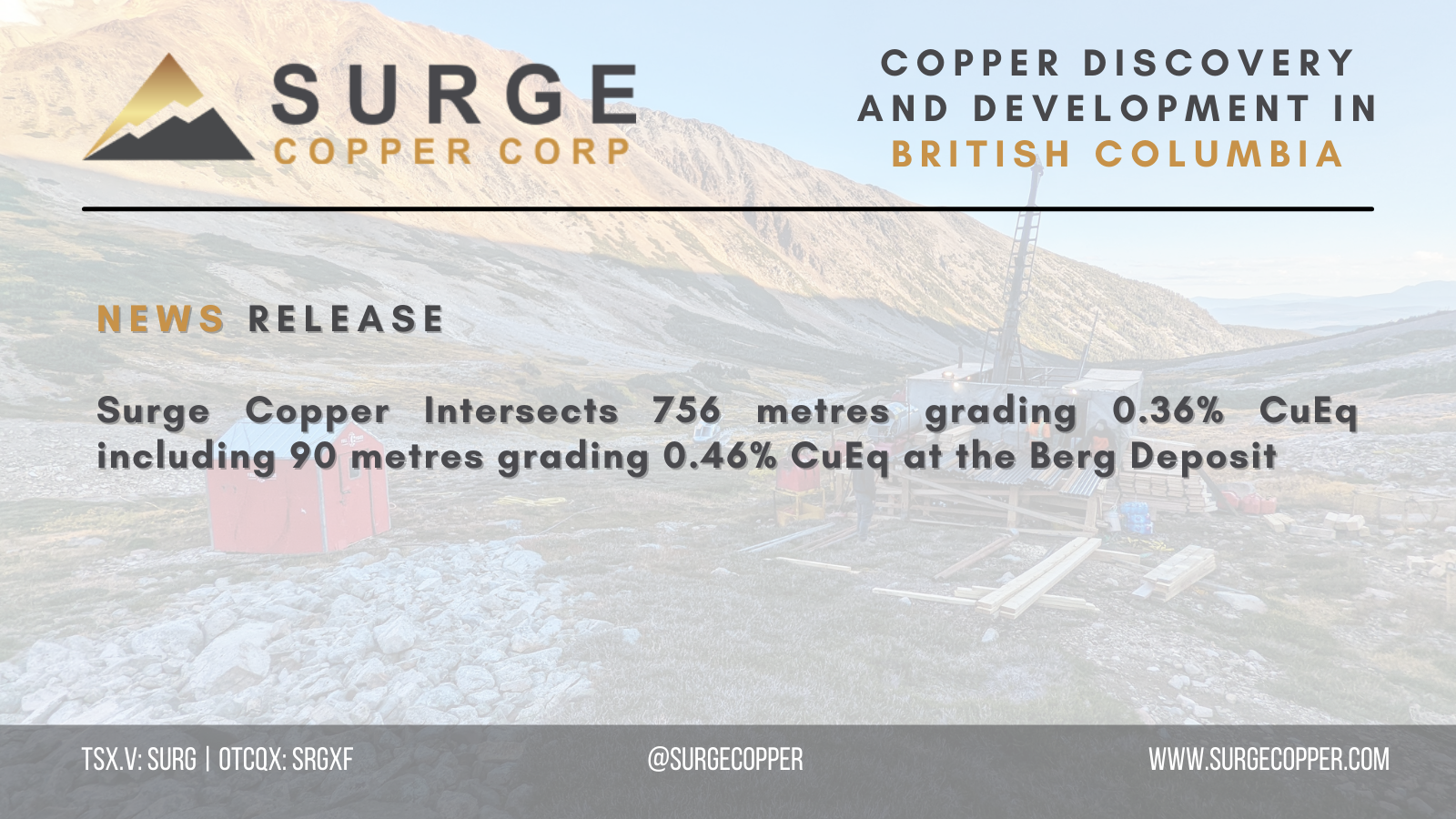 Surge Copper Corp. Surge Copper Intersects 756 metres grading 0.36